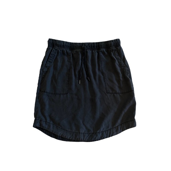 L Anthropologie Klara Pull-On Elastic Tie Waist Utility Slate Gray Mini Skirt - Picture 4 of 6